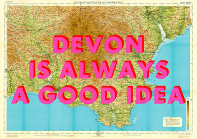 South Devon Retro Pop Art Map Print