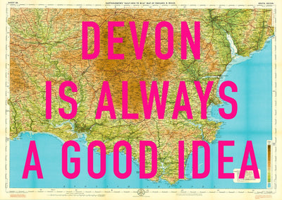 South Devon Retro Pop Art Map Print