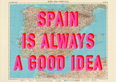 Spain Retro Pop Art Map Print (landscape)