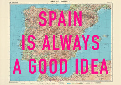 Spain Retro Pop Art Map Print (landscape)