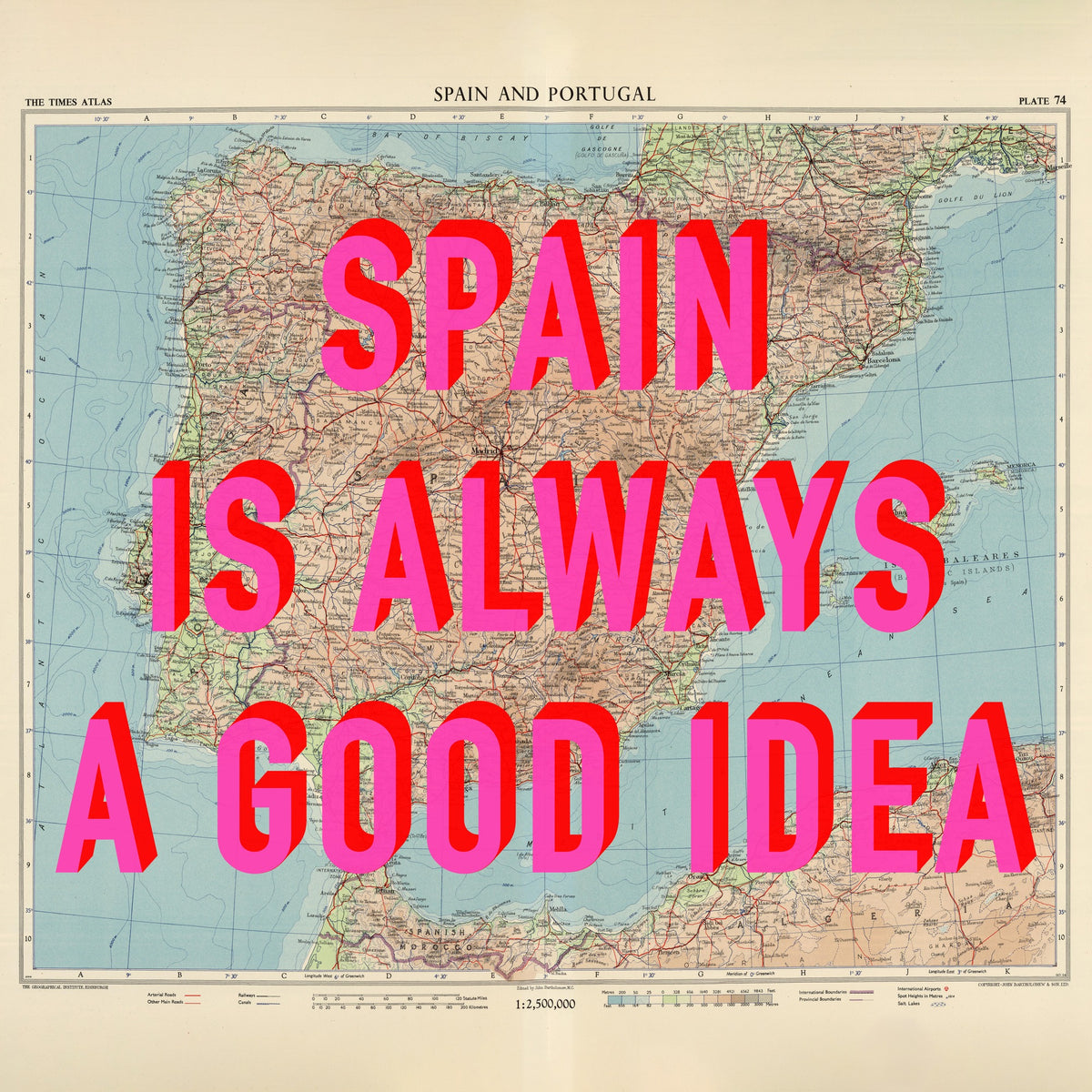 Spain Retro Pop Art Map Print