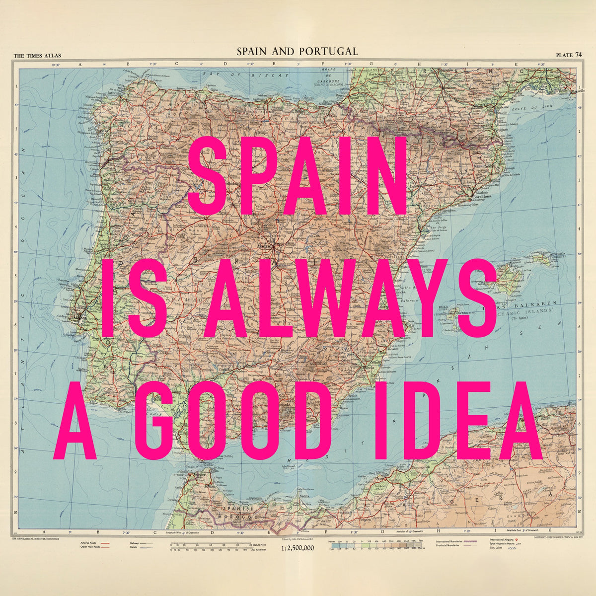 Spain Retro Pop Art Map Print