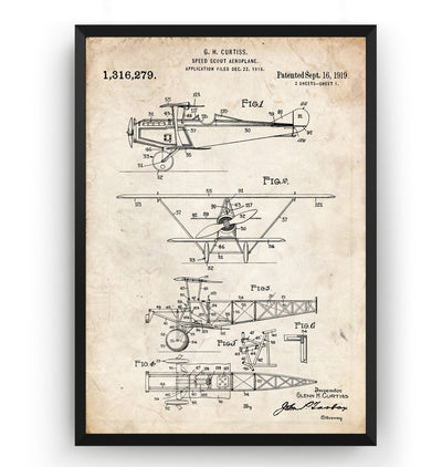 Speed Scout Aeroplane 1919 Patent Print - Magic Posters
