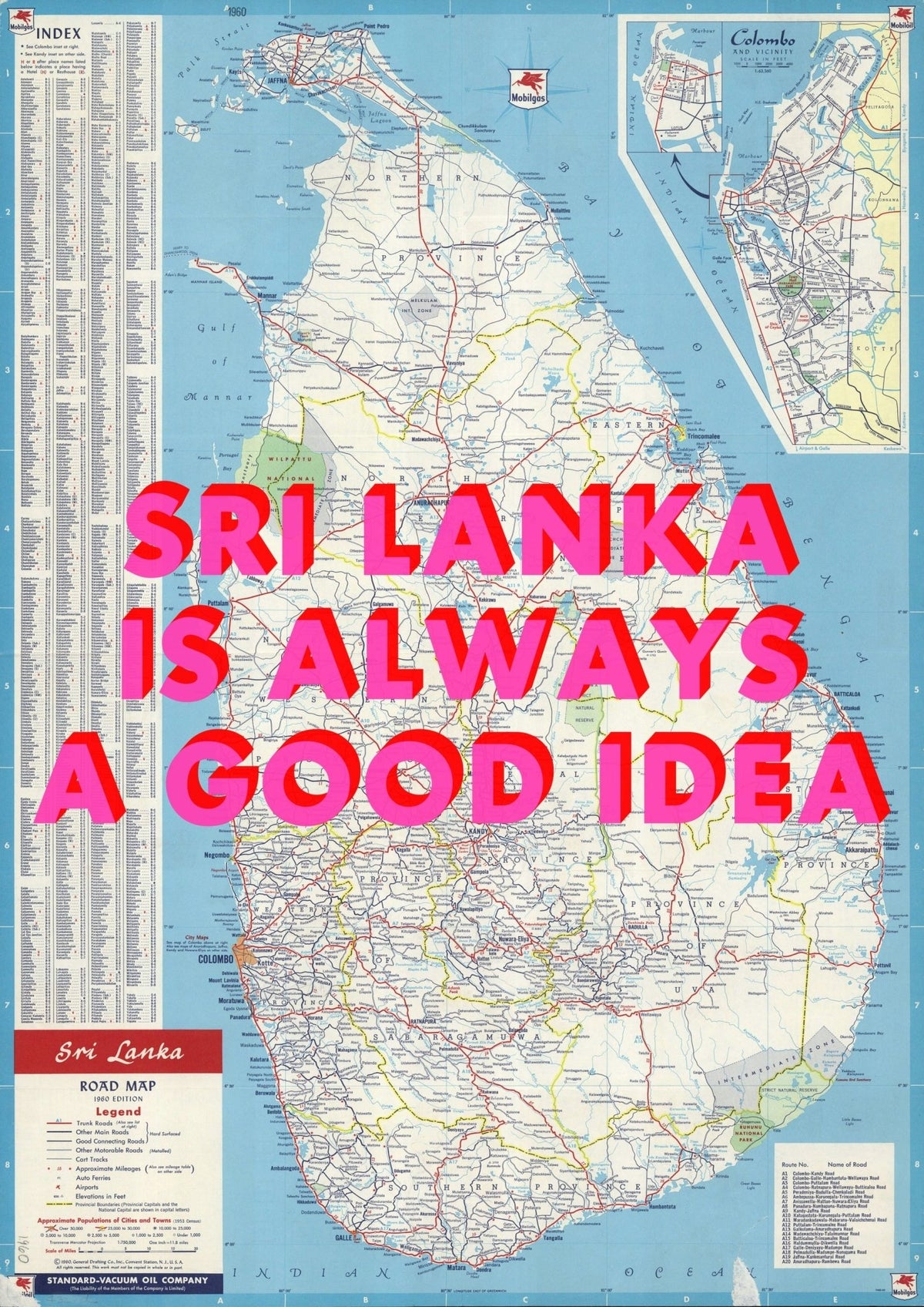 Sri Lanka Retro Pop Art Map Print