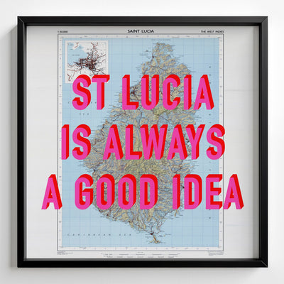 St Lucia Retro Pop Art Map Print (square) - Magic Posters