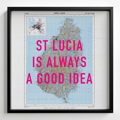 St Lucia Retro Pop Art Map Print (square) - Magic Posters