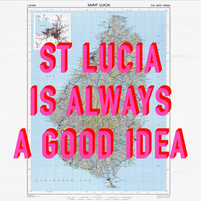 St Lucia Retro Pop Art Map Print (square)