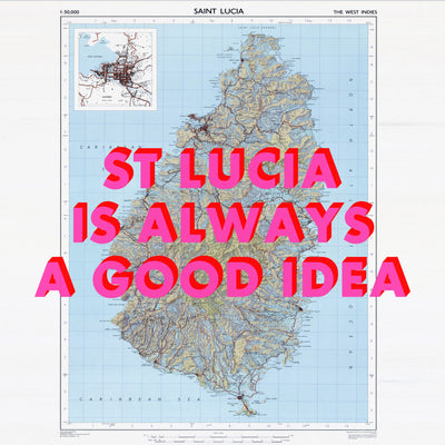 St Lucia Retro Pop Art Map Print (square)