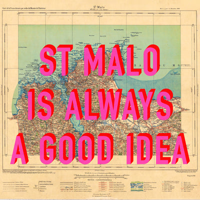 St Malo Retro Pop Art Map Print (square)
