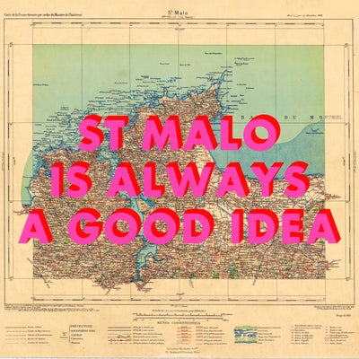 St Malo Retro Pop Art Map Print (square)
