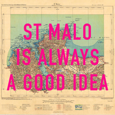 St Malo Retro Pop Art Map Print (square)
