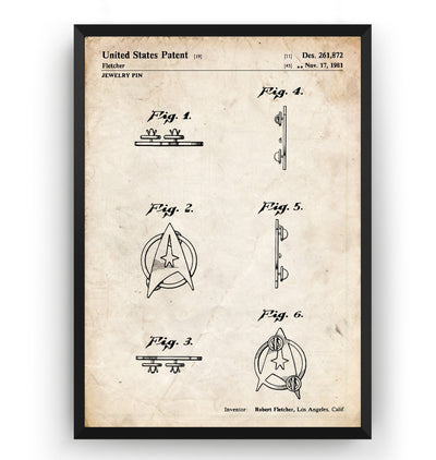 Star Trek Communicator Badge 1981 Patent Print - Magic Posters