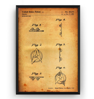 Star Trek Communicator Badge 1981 Patent Print - Magic Posters
