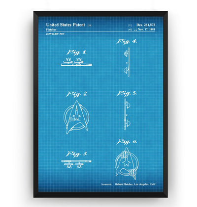 Star Trek Communicator Badge 1981 Patent Print - Magic Posters