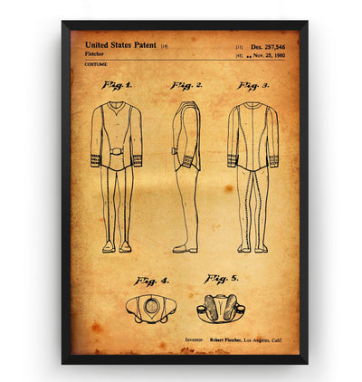 Star Trek Duty Officer Uniform 1980 Patent Print - Magic Posters