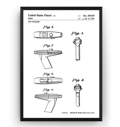 Star Trek Phaser 1981 Patent Print - Magic Posters
