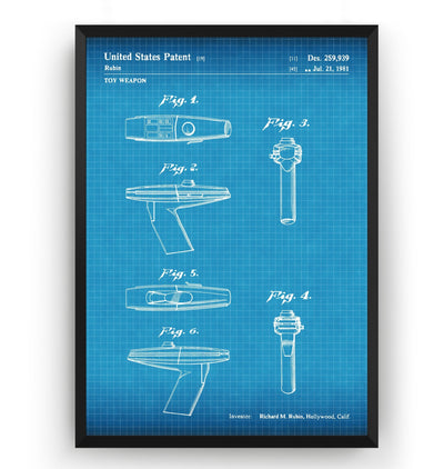 Star Trek Phaser 1981 Patent Print - Magic Posters