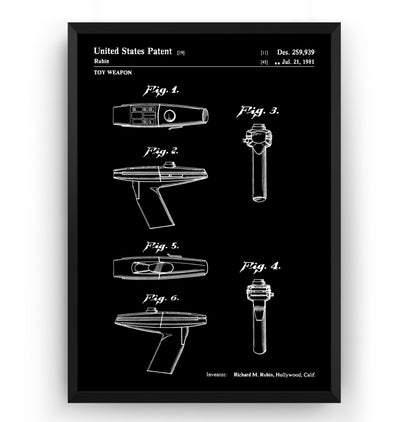 Star Trek Phaser 1981 Patent Print - Magic Posters