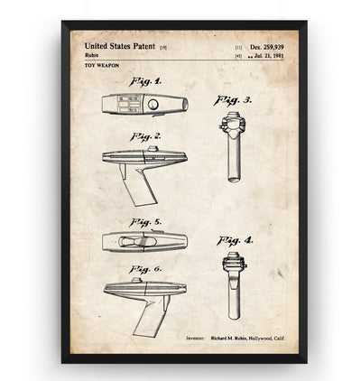 Star Trek Phaser 1981 Patent Print - Magic Posters