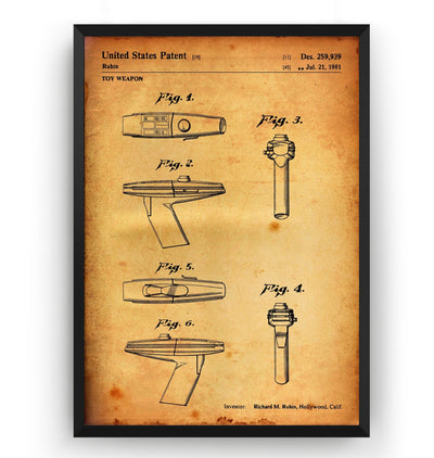 Star Trek Phaser 1981 Patent Print - Magic Posters