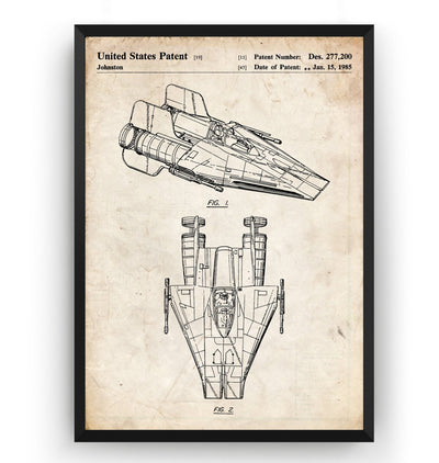 Star Wars RZ-1 A Wing Star-fighter Patent Print - Magic Posters