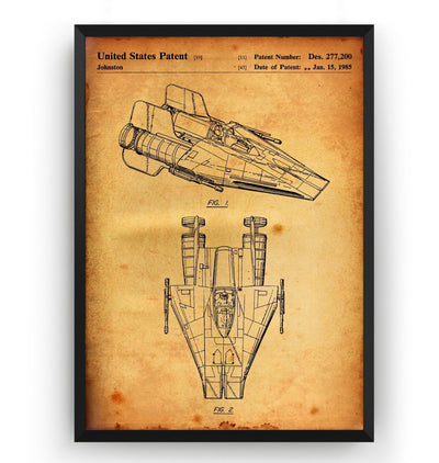 Star Wars RZ-1 A Wing Star-fighter Patent Print - Magic Posters