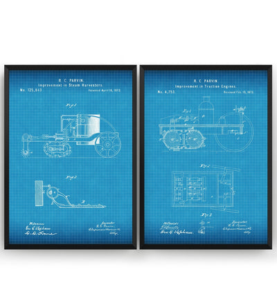 Steam Farming Machinery Set Of 2 Patent Prints - Magic Posters