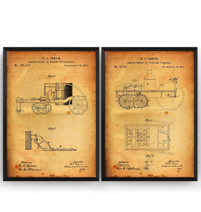Steam Farming Machinery Set Of 2 Patent Prints - Magic Posters