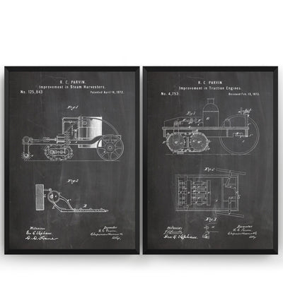 Steam Farming Machinery Set Of 2 Patent Prints - Magic Posters