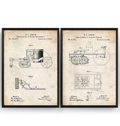 Steam Farming Machinery Set Of 2 Patent Prints - Magic Posters