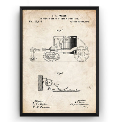 Steam Harvester 1872 Patent Print - Magic Posters
