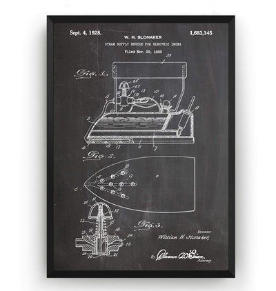 Steam Iron 1928 Patent Print - Magic Posters