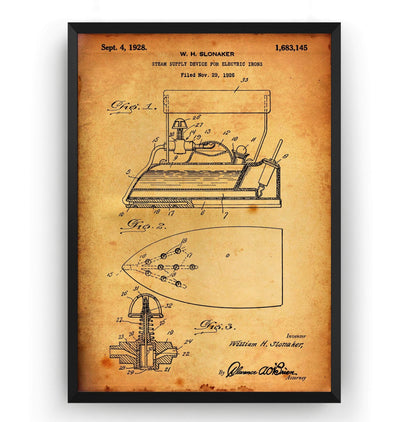 Steam Iron 1928 Patent Print - Magic Posters