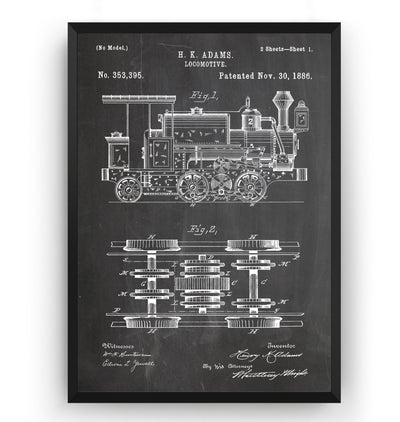 Steam Locomotive Train 1886 Patent Print - Magic Posters