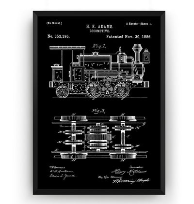 Steam Locomotive Train 1886 Patent Print - Magic Posters