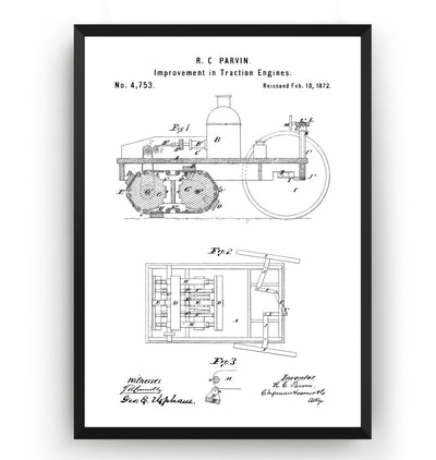 Steam Plow 1872 Patent Print - Magic Posters