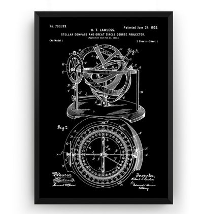 Stellar Compass 1902 Patent Print - Magic Posters
