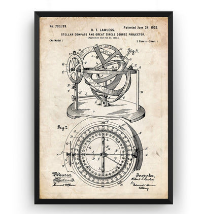 Stellar Compass 1902 Patent Print - Magic Posters