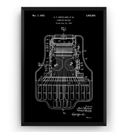 Stenotype Machine 1933 Patent Print - Magic Posters