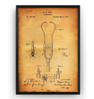 Stethoscope 1882 Patent Print - Magic Posters