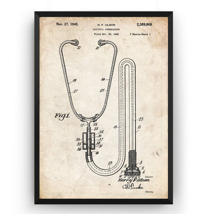 Stethoscope 1945 Patent Print - Magic Posters