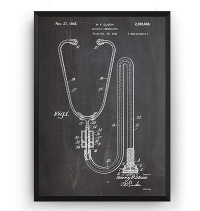 Stethoscope 1945 Patent Print - Magic Posters