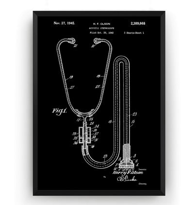 Stethoscope 1945 Patent Print - Magic Posters