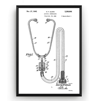 Stethoscope 1945 Patent Print - Magic Posters