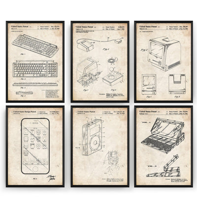 Steve Jobs Invention Set Of 6 Patent Prints - Magic Posters