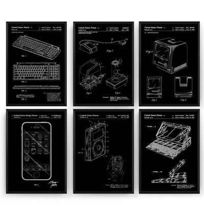 Steve Jobs Invention Set Of 6 Patent Prints - Magic Posters