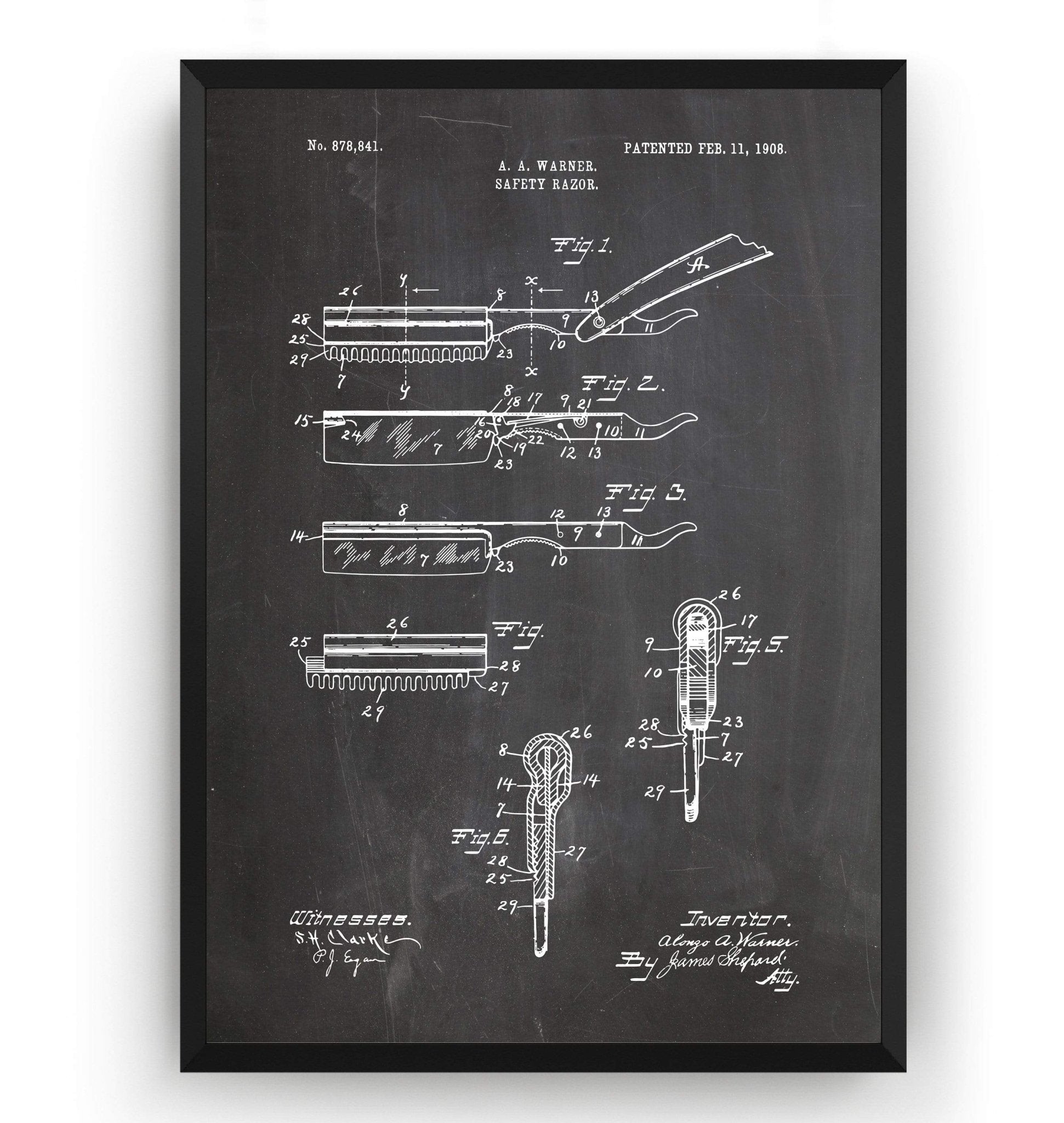 Straight Razor Print Straight Edge Razor Patent Print - Magic Posters