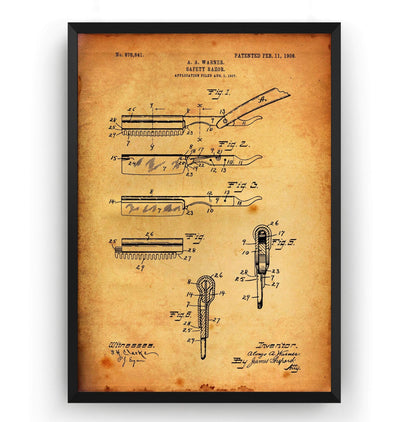 Straight Edge Razor Patent Print - Magic Posters