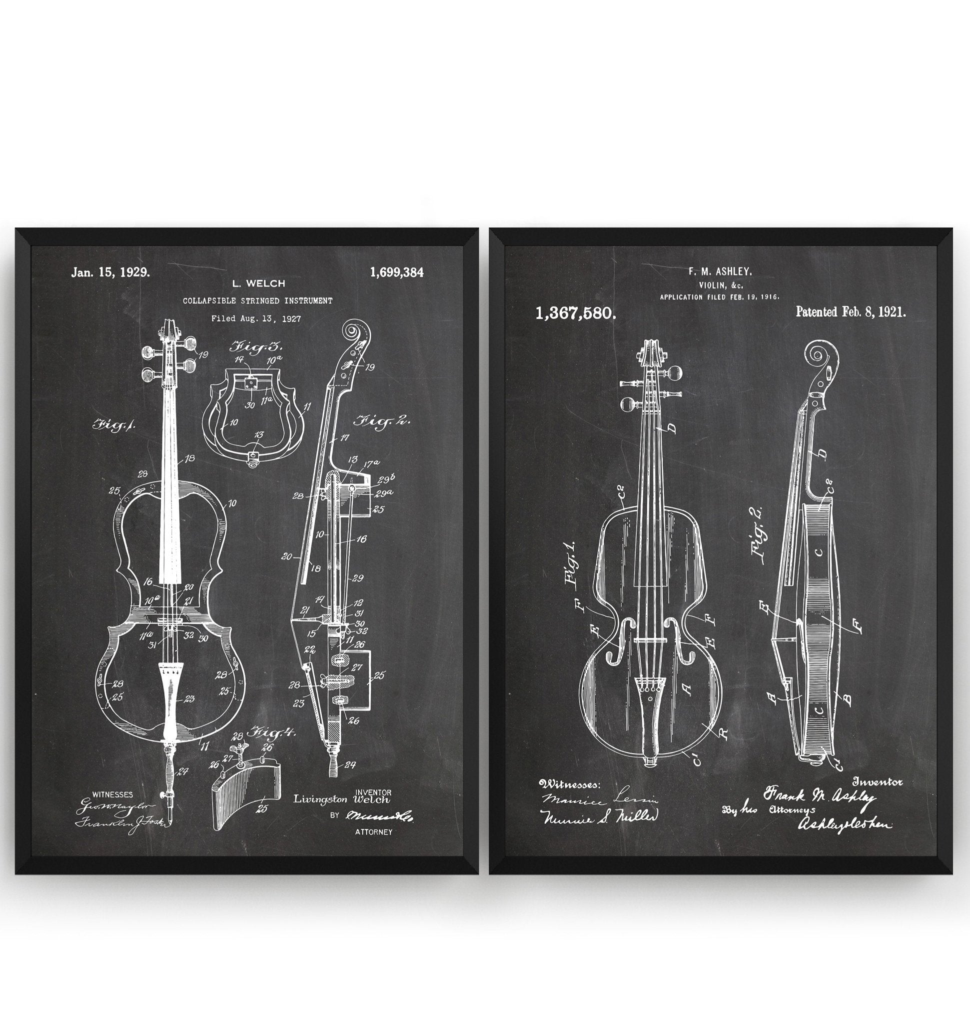 Strng Instruments Poster String Instrument Set Of 2 Patent Prints - Magic Posters