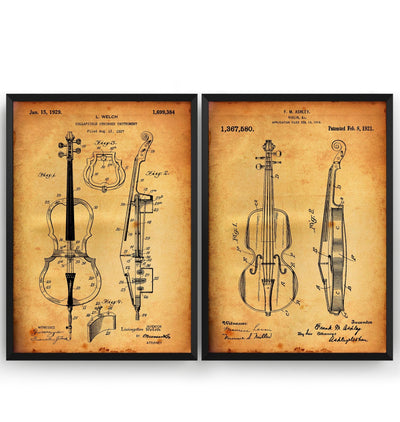 String Instrument Set Of 2 Patent Prints - Magic Posters